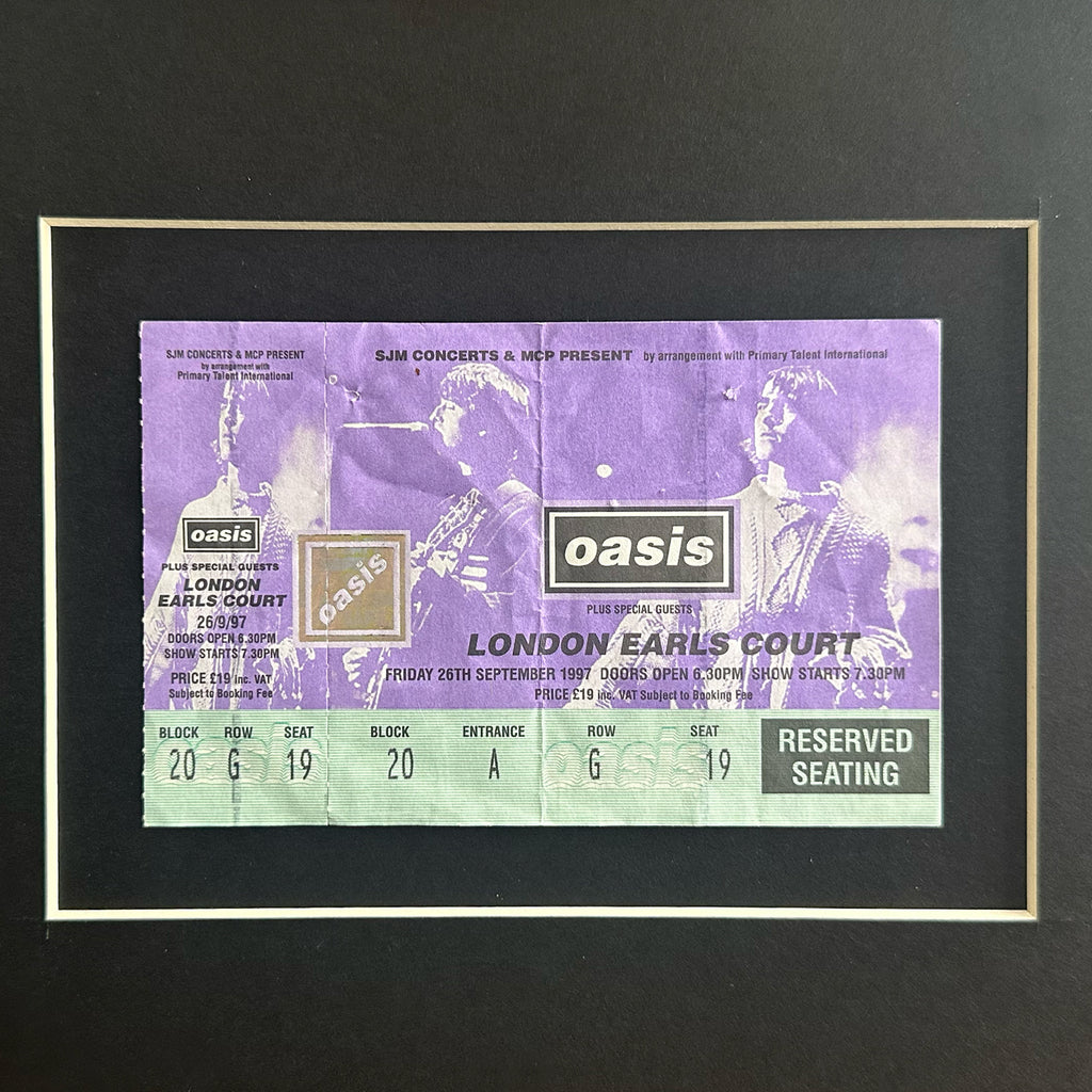 Oasis - UNUSED Earls Court 1997 Framed Ticket - New Item
