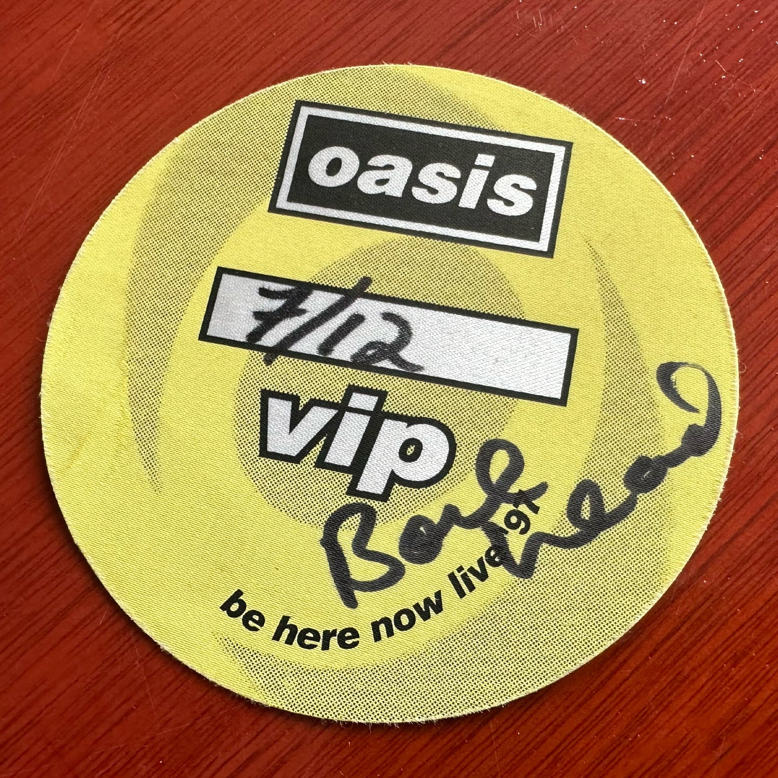 Oasis - Bonehead Signed Be Here Now Tour VIP Pass - New Item