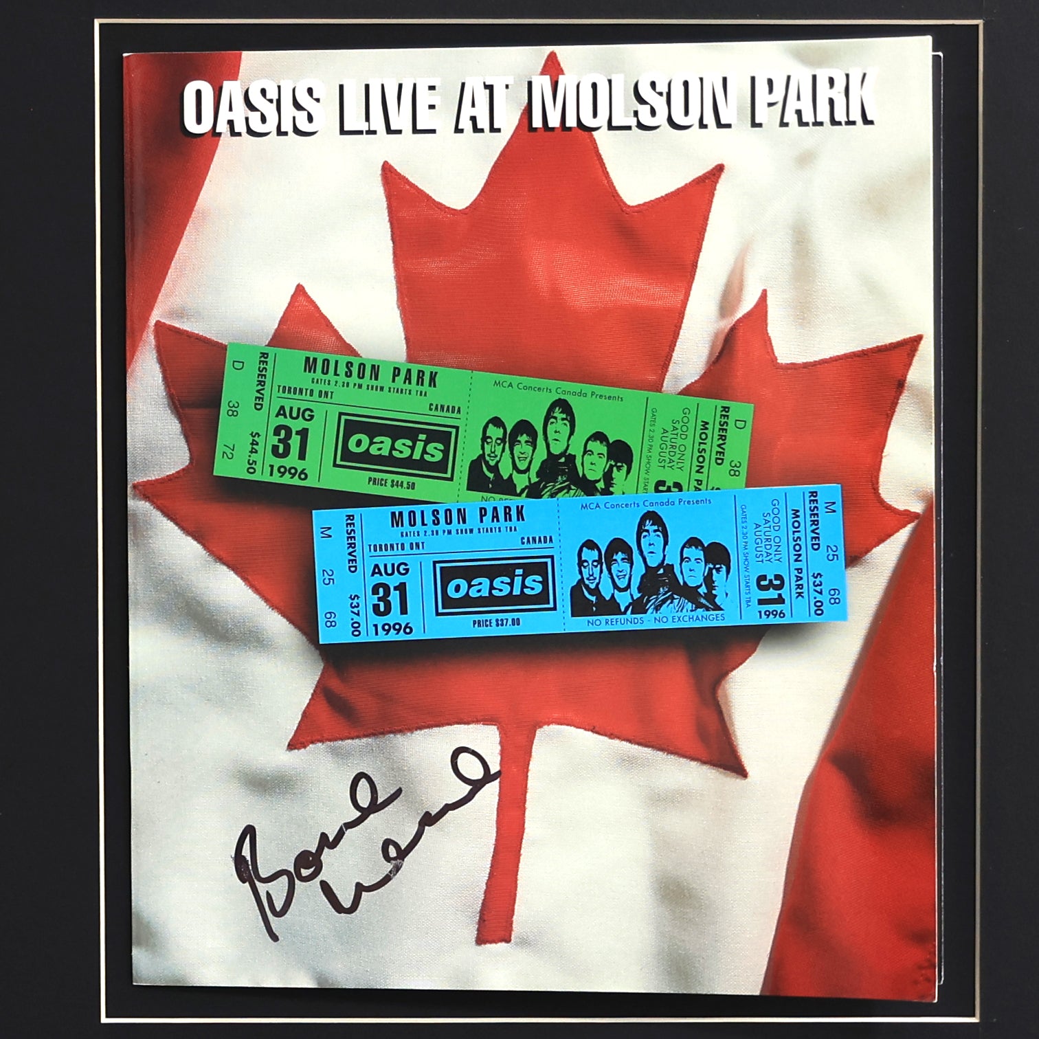 Oasis - Bonehead Signed Canada 1996 Framed Programme - New Item