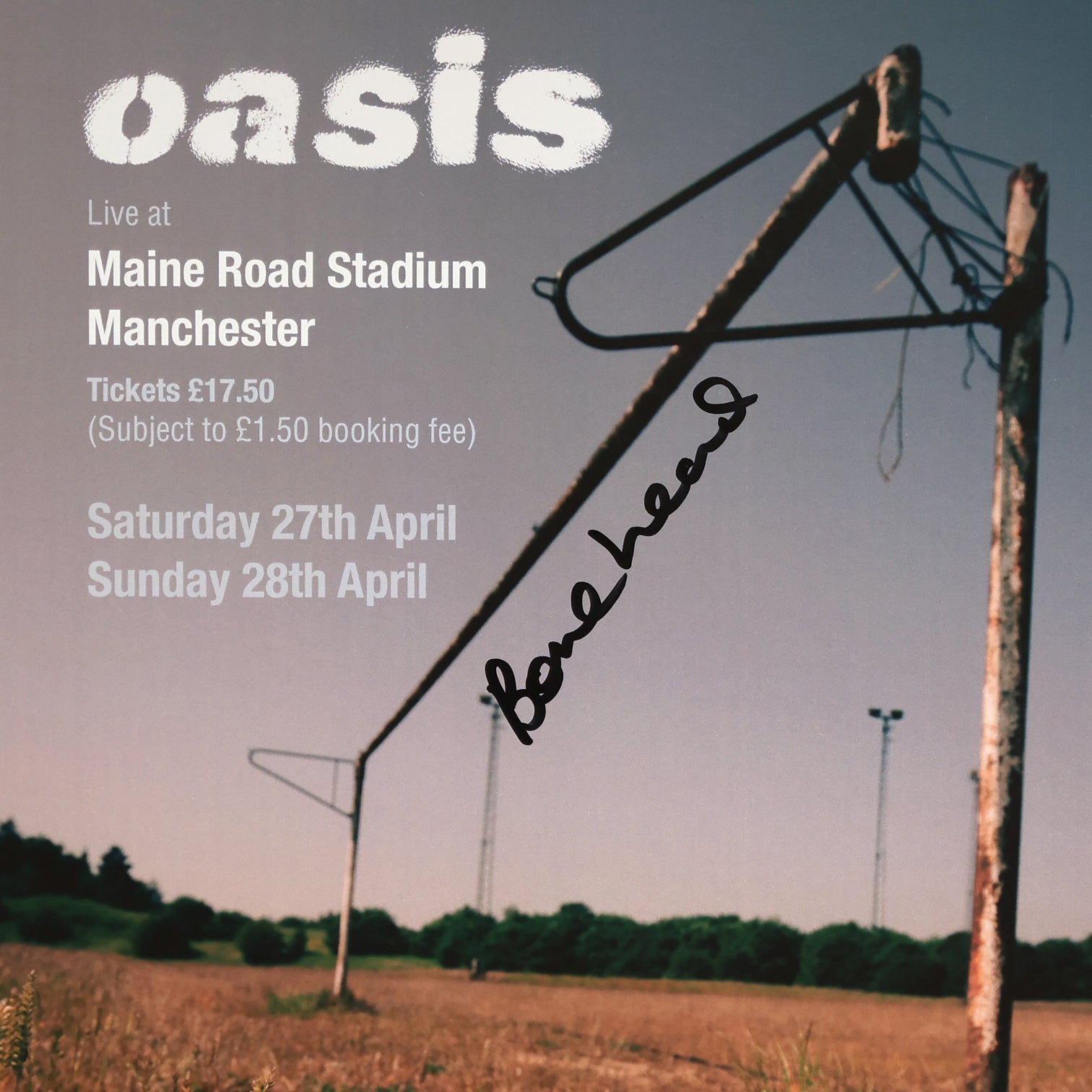 Oasis - Bonehead Signed Live At Maine Road - Gig Poster - New Item