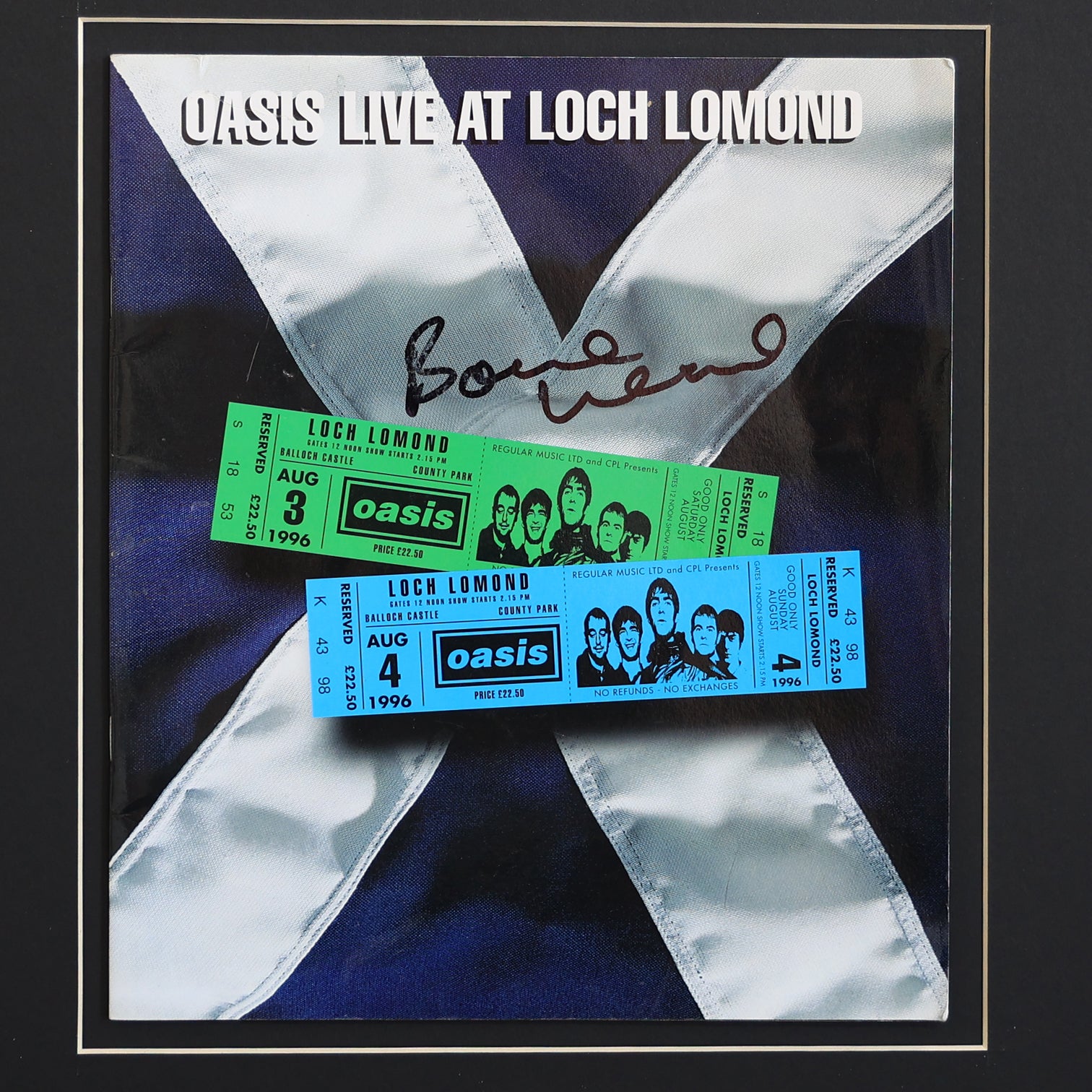 Oasis - Bonehead Signed Loch Lomond Framed Programme - New Item