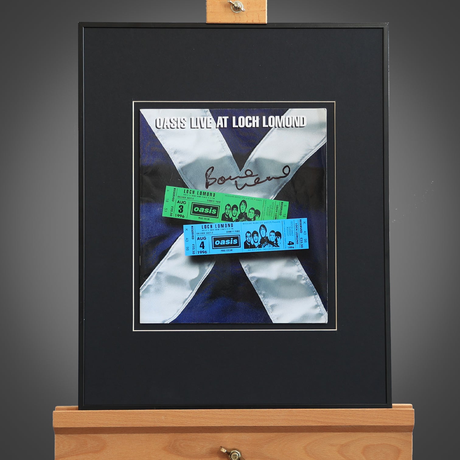 Oasis - Bonehead Signed Loch Lomond Framed Programme - New Item