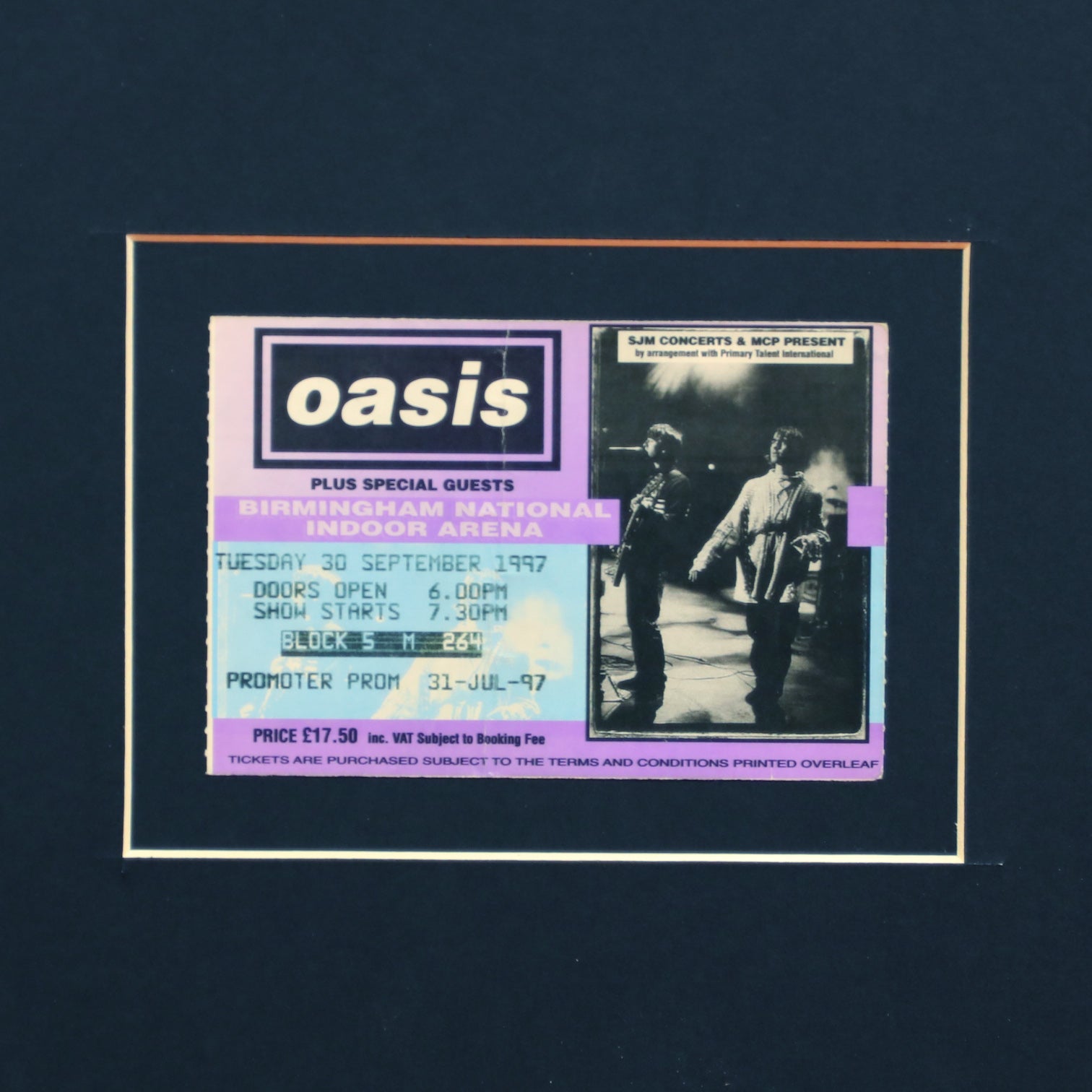 Oasis - Birmingham Indoor Arena Framed Ticket - New Item