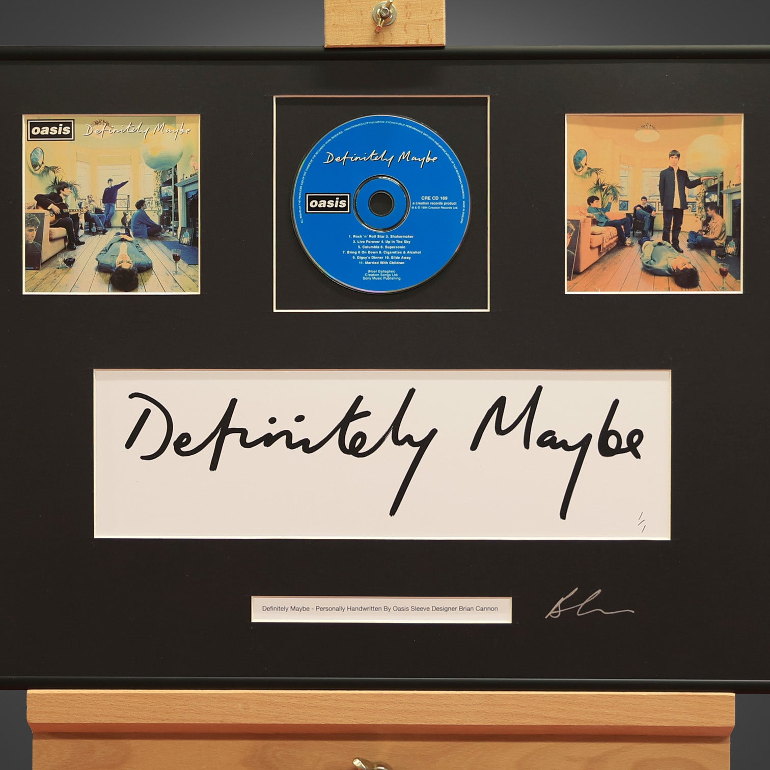 Oasis - Definitely Maybe - Handwritten & Framed CD - New Item