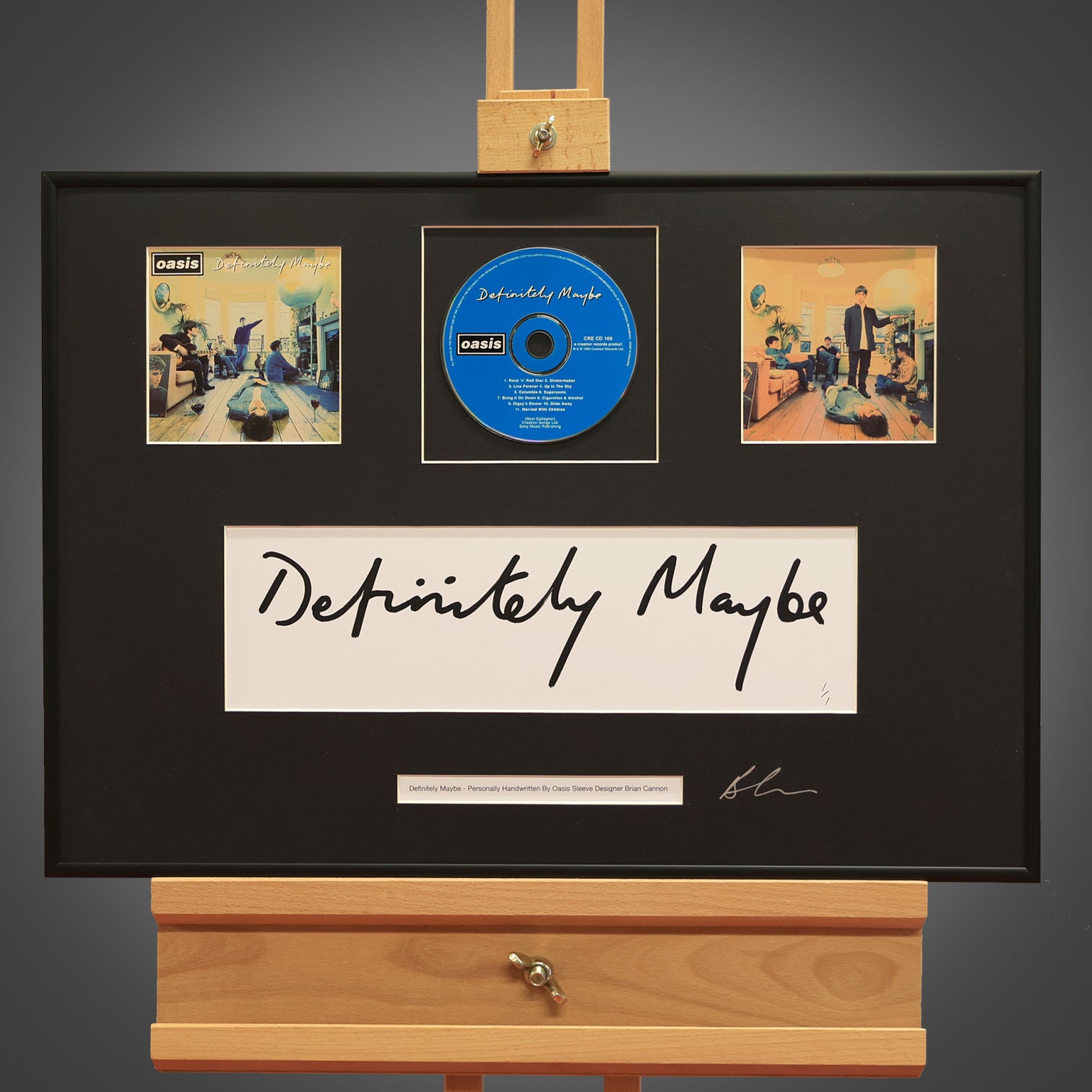 Oasis - Definitely Maybe - Handwritten & Framed CD - New Item