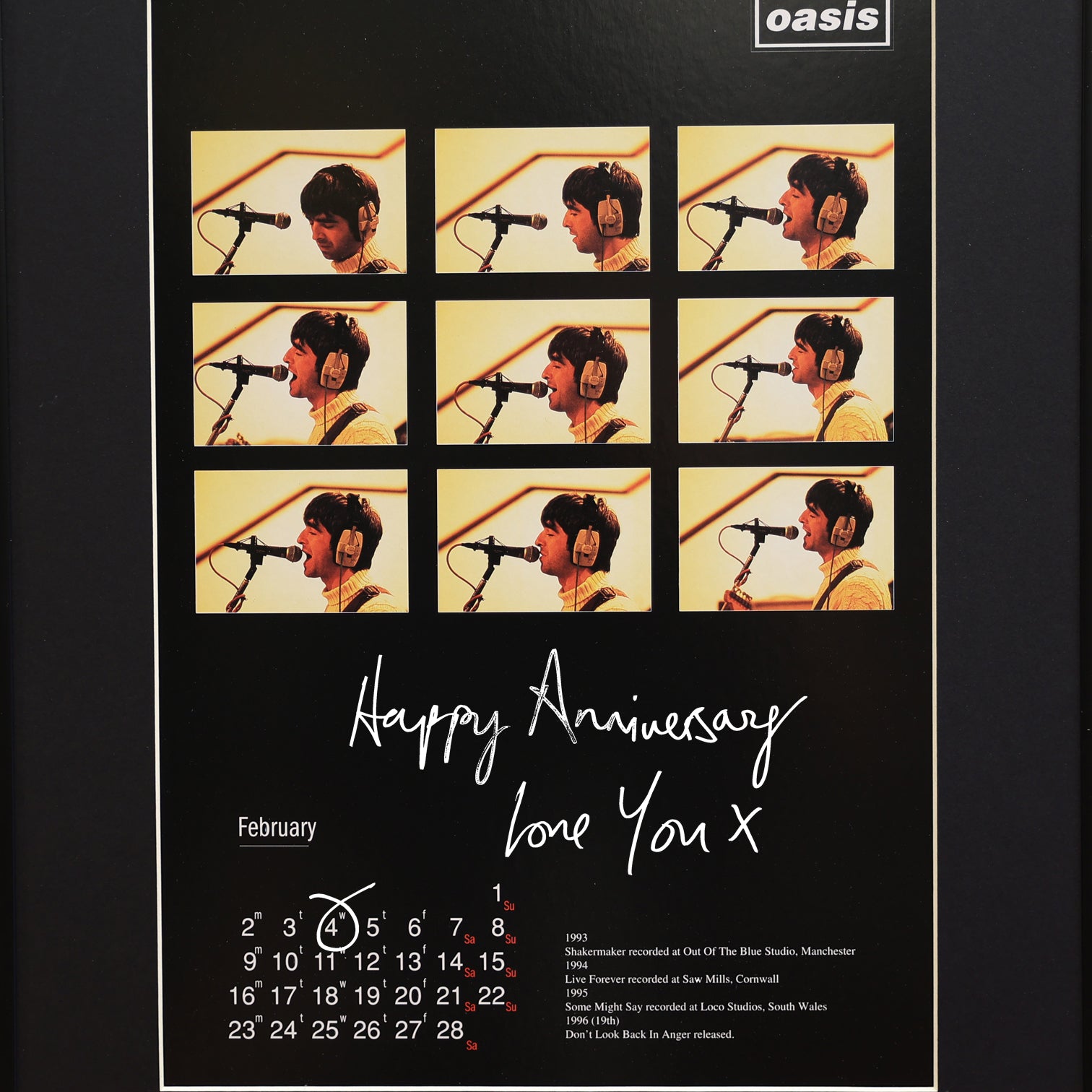 Oasis - December 1998 Personalised Calendar - New Item