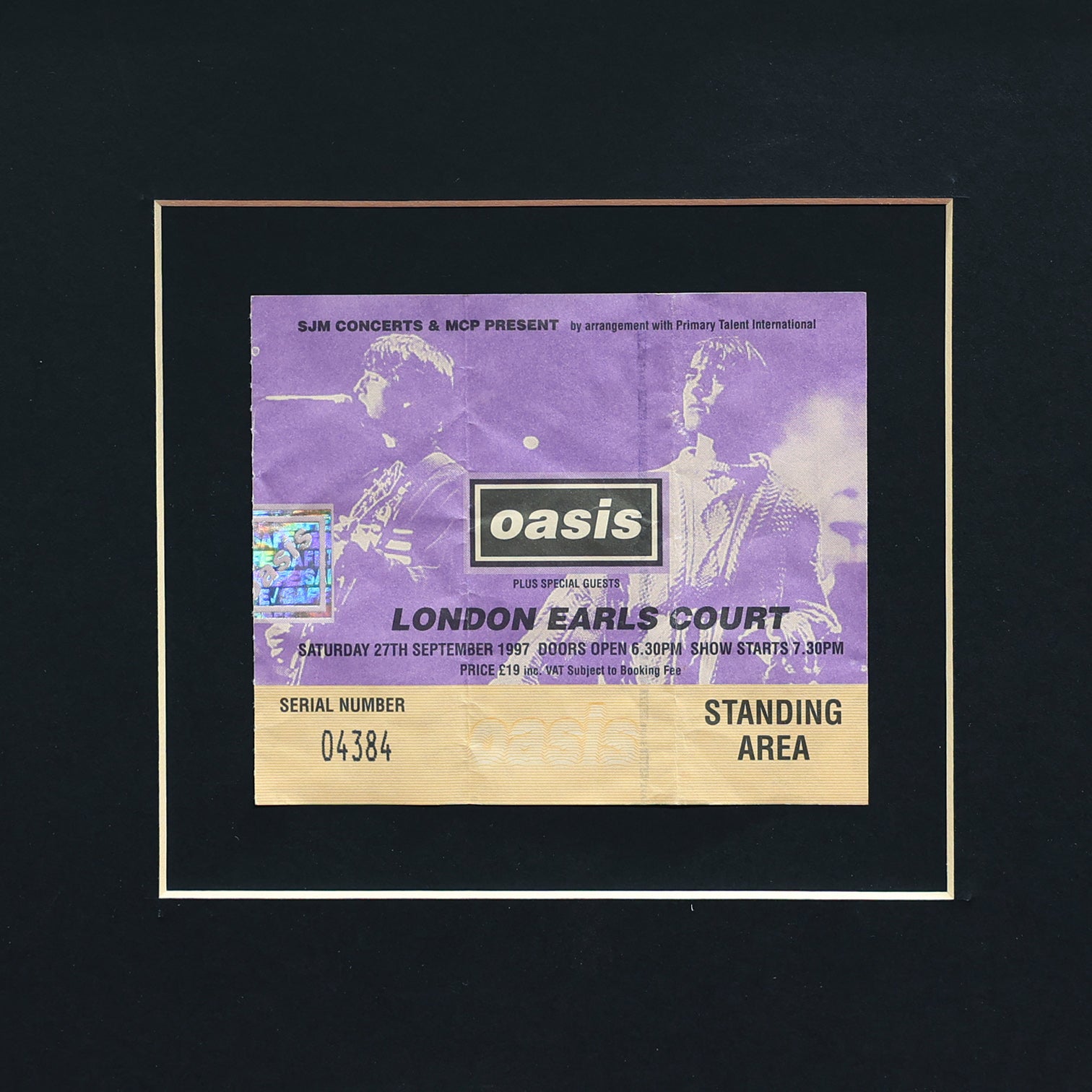 Oasis - Earls Court 1997 Framed Ticket - New Item