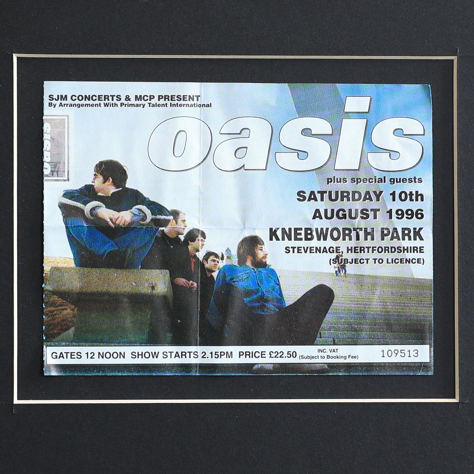 Oasis - Knebworth Saturday Ticket Framed  - New Item