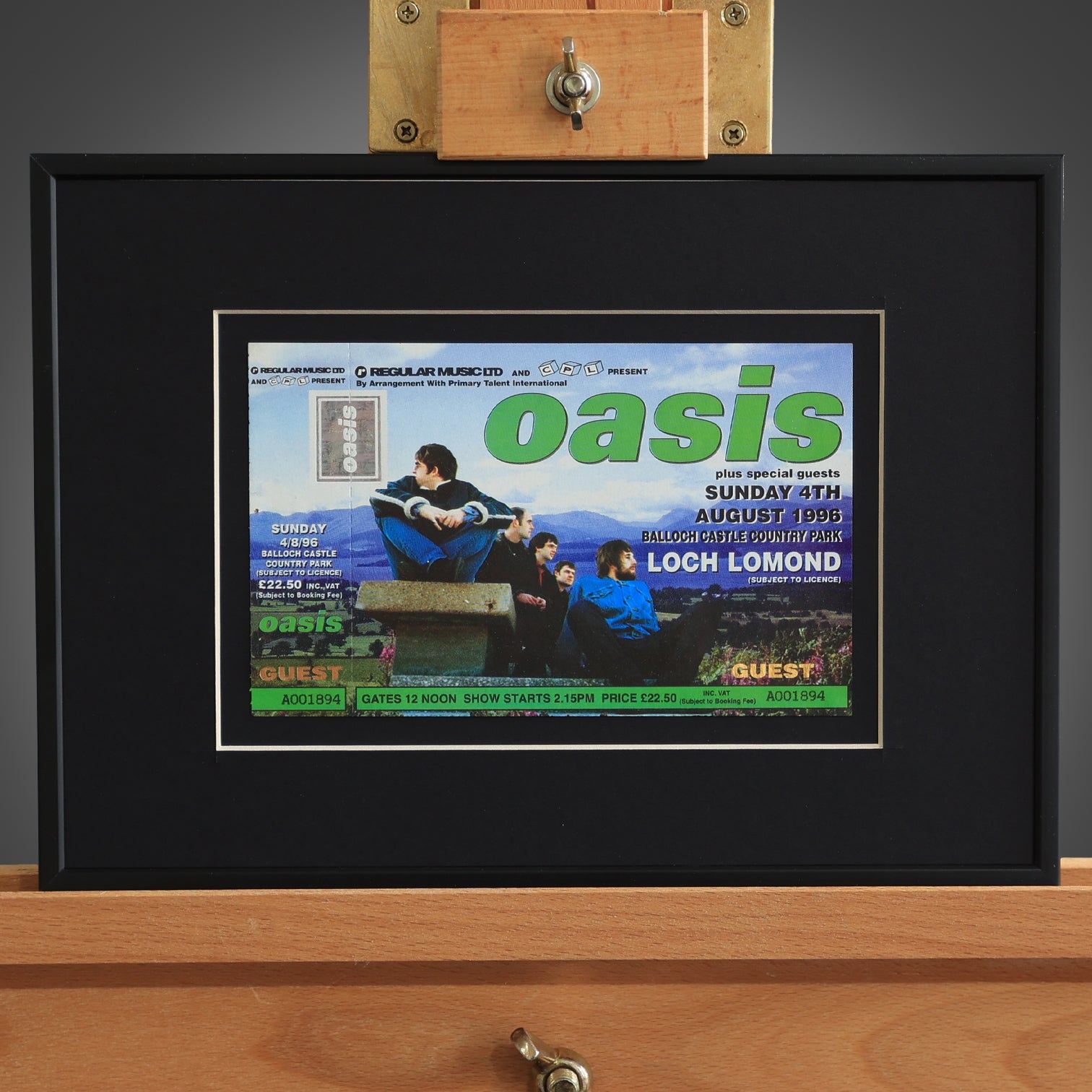 Oasis - UNUSED GUEST Loch Lomond 1996 Ticket Sun - New Item