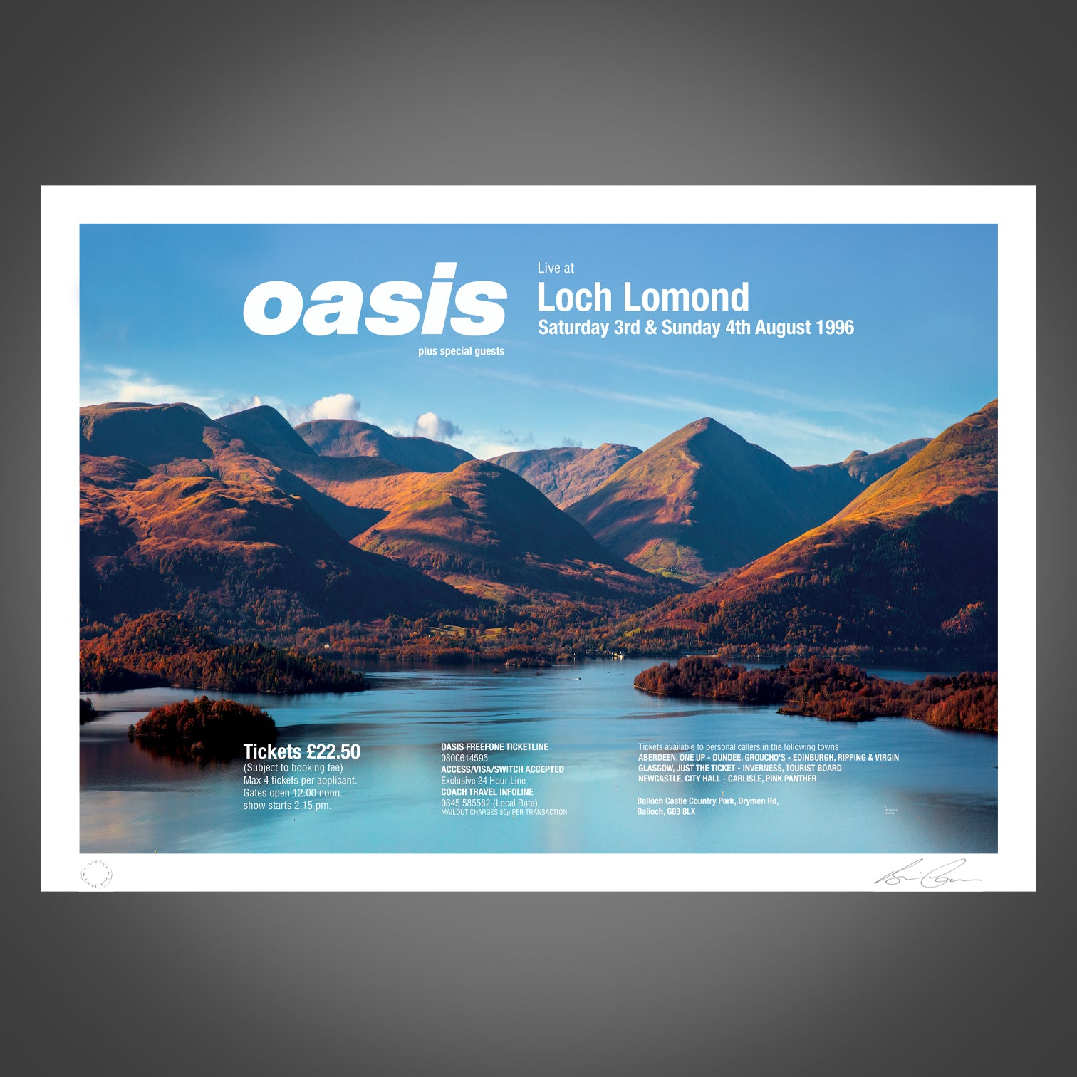 Oasis - Live At Loch Lomond - Gig Poster - New Item