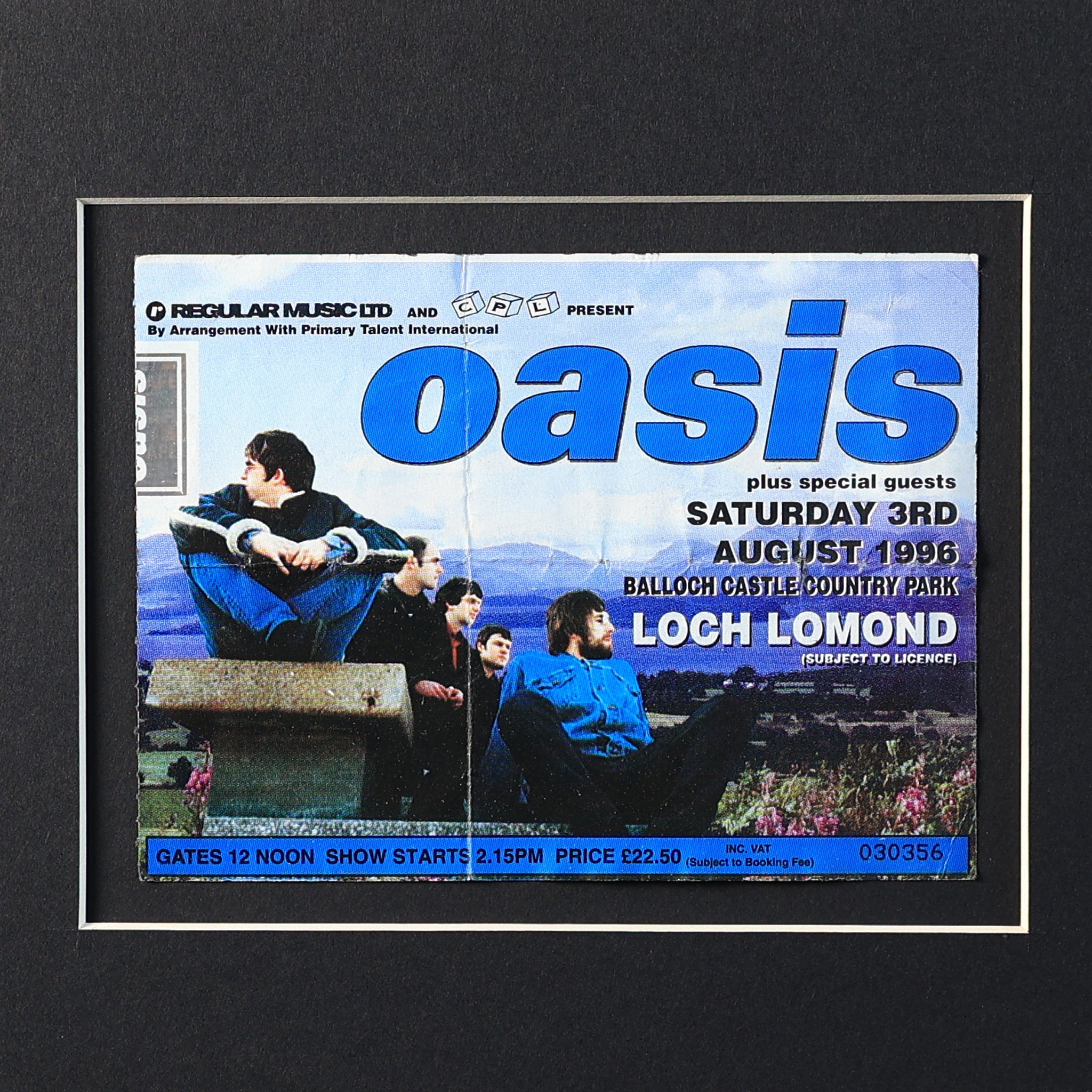 Oasis - Live At Loch Lomond Framed Ticket - New Item