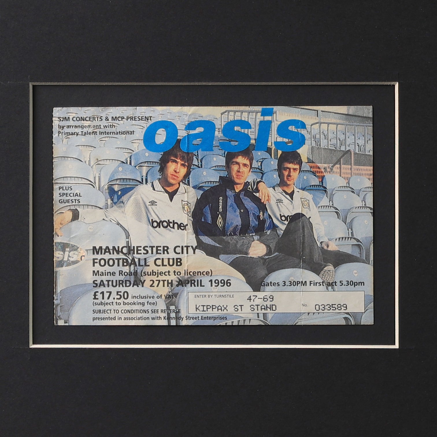 Oasis - Maine Road 1996 Framed Ticket - New Item