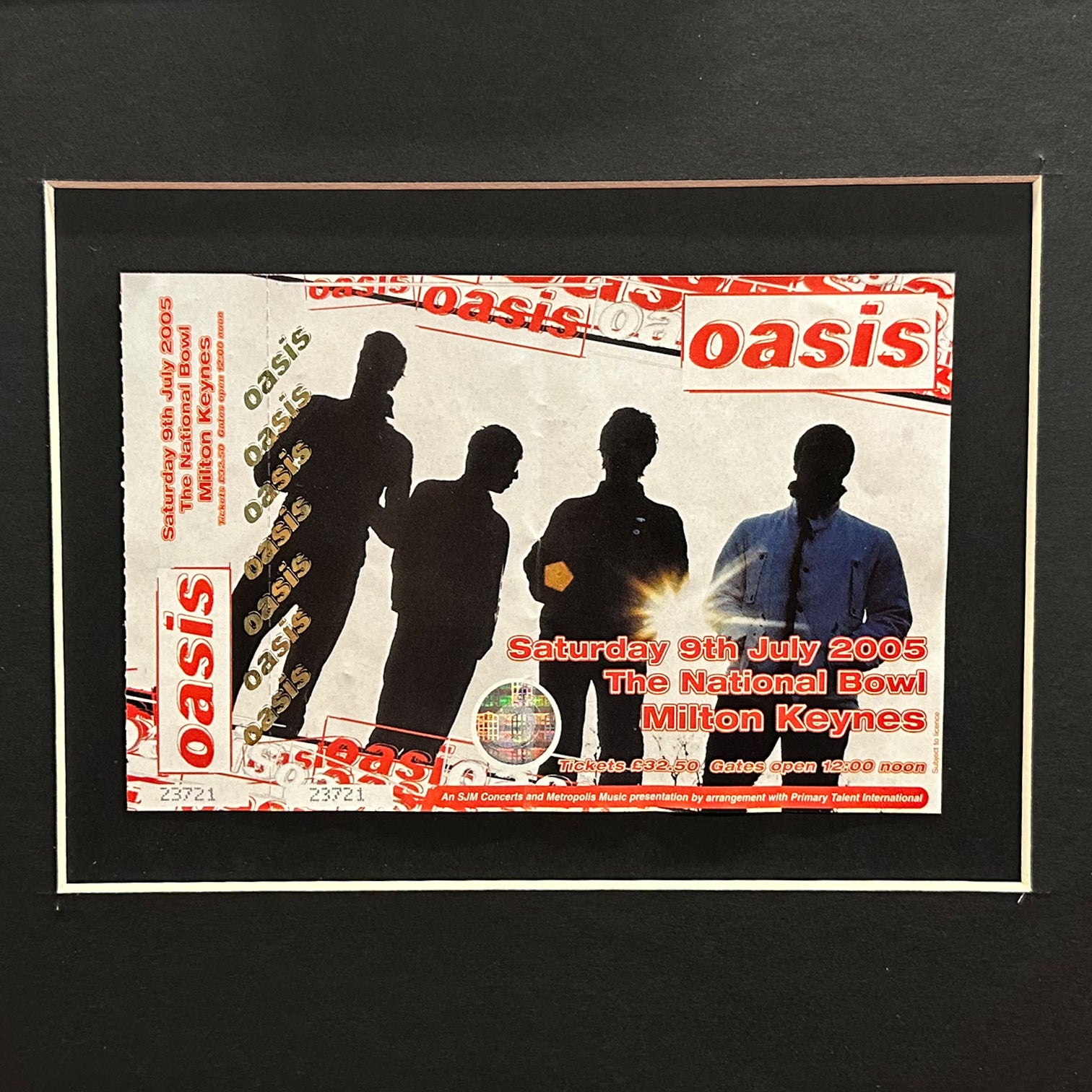 Oasis - Milton Keynes Bowl UNUSED Framed Ticket - New Item