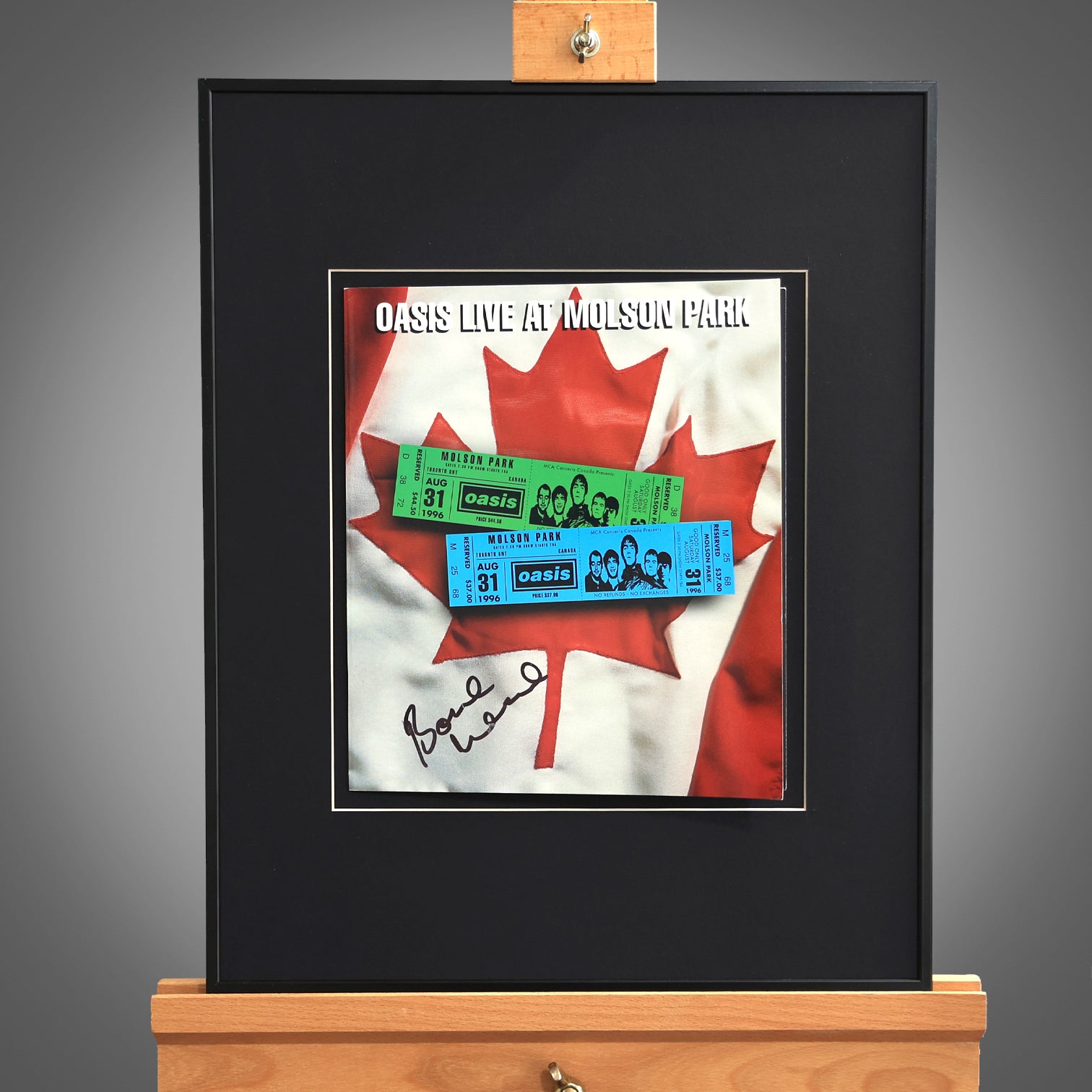 Oasis - Bonehead Signed Canada 1996 Framed Programme - New Item