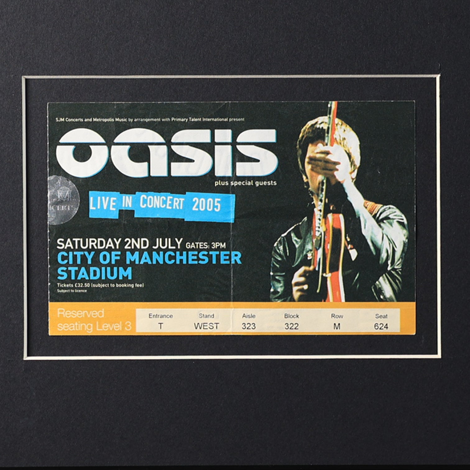 Oasis - City of Manchester Stadium 2005 Framed Ticket - New Item