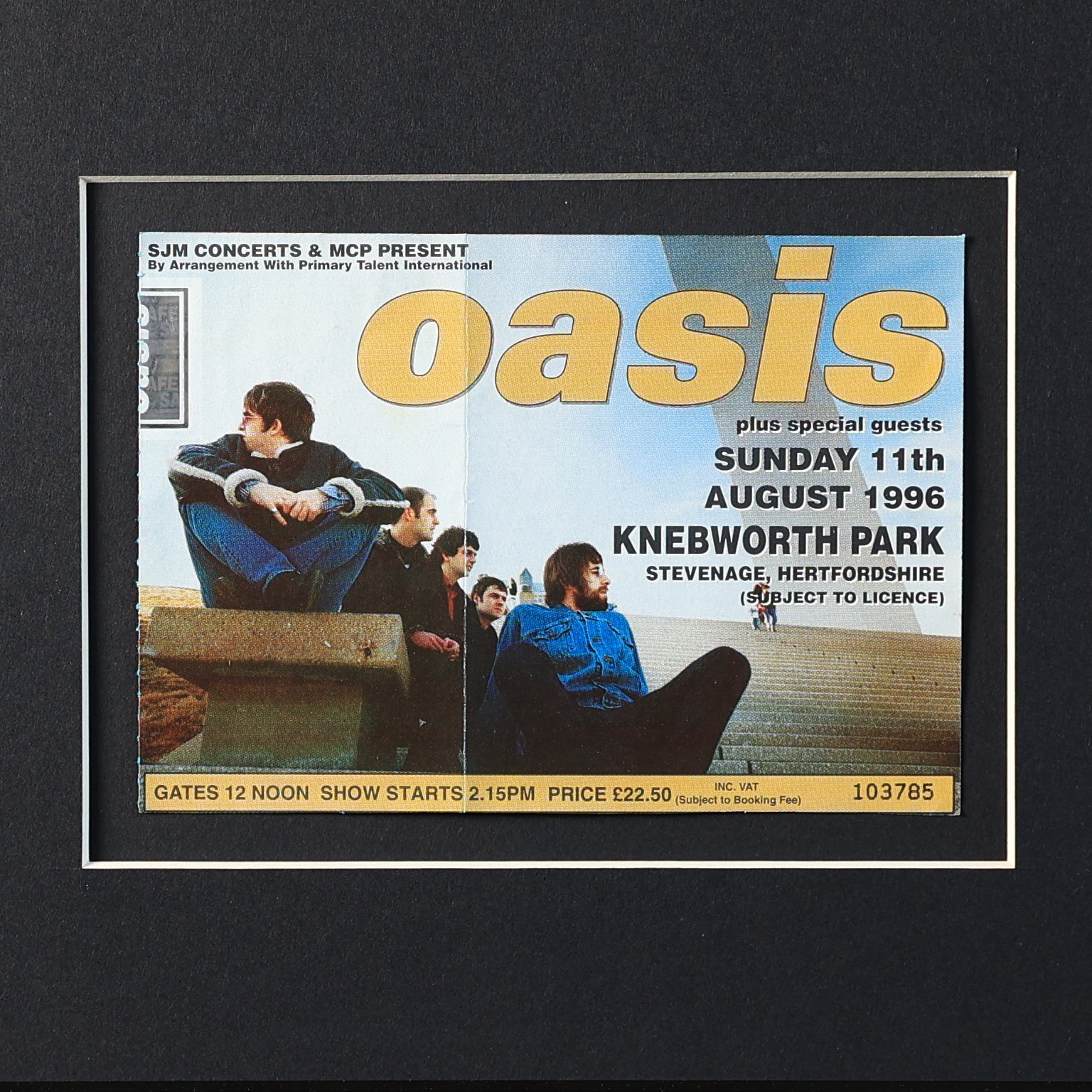 Oasis - Knebworth Sunday Ticket Framed - New Item