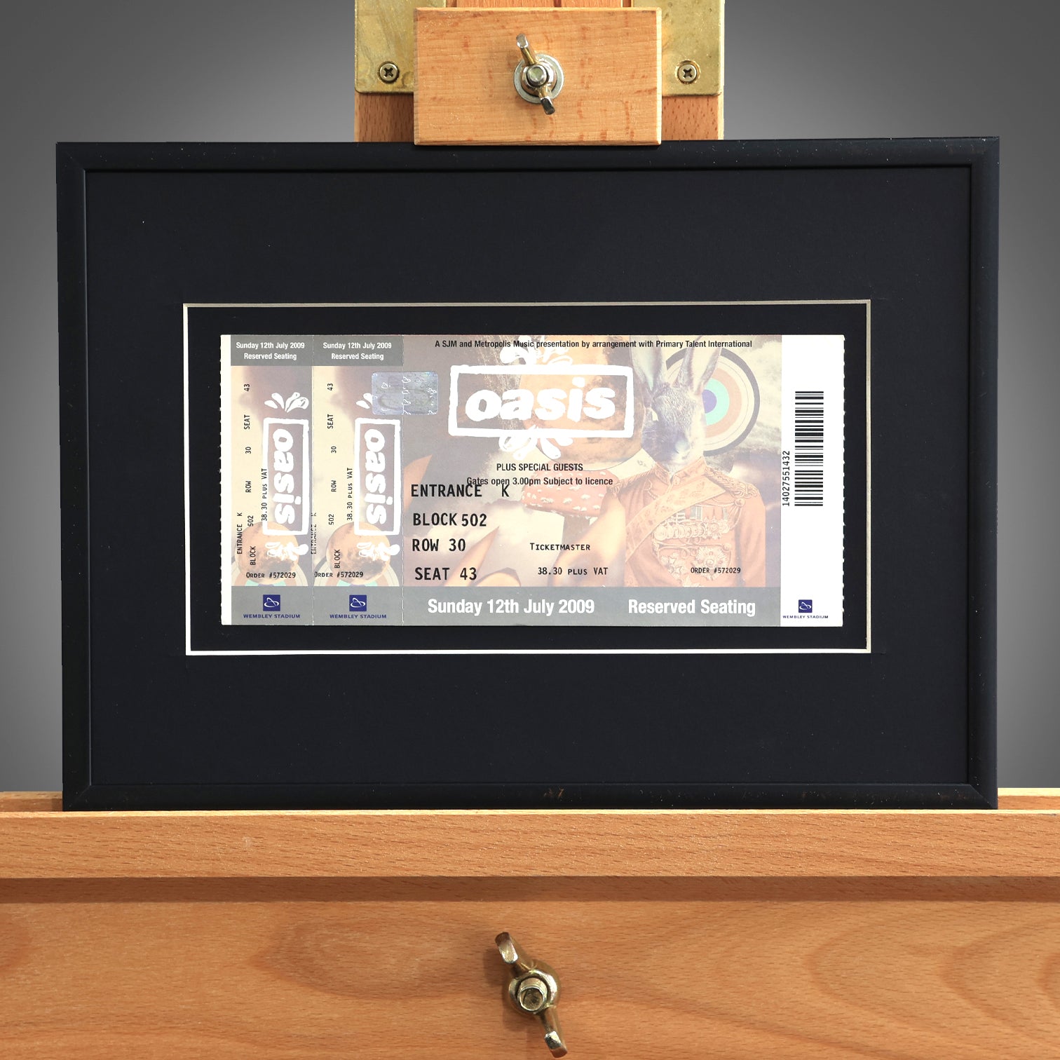 UNUSED - Oasis - Wembley Stadium (Sunday) 2009 Framed Ticket - New Item