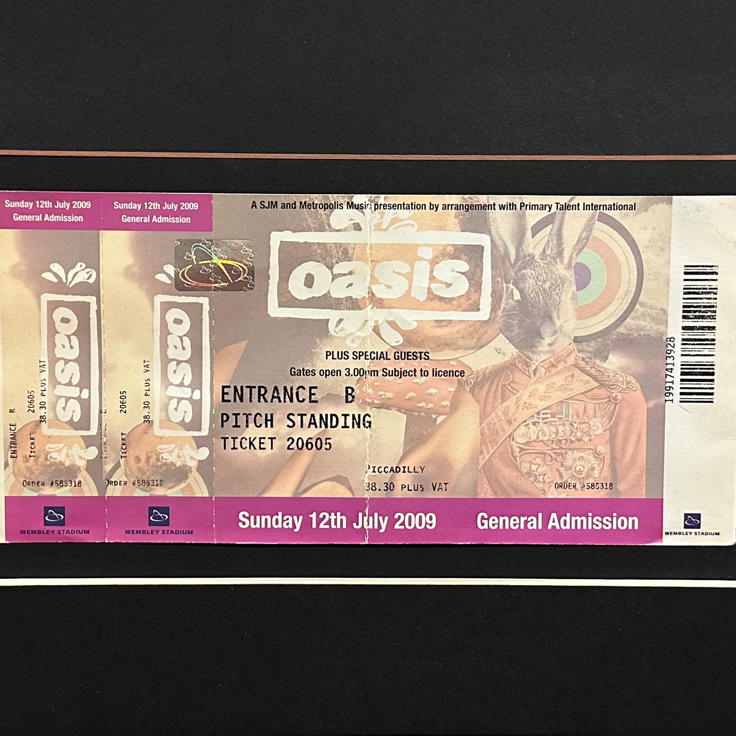 UNUSED Oasis Wembley Stadium (Sunday) 2009 Framed Ticket New Ite