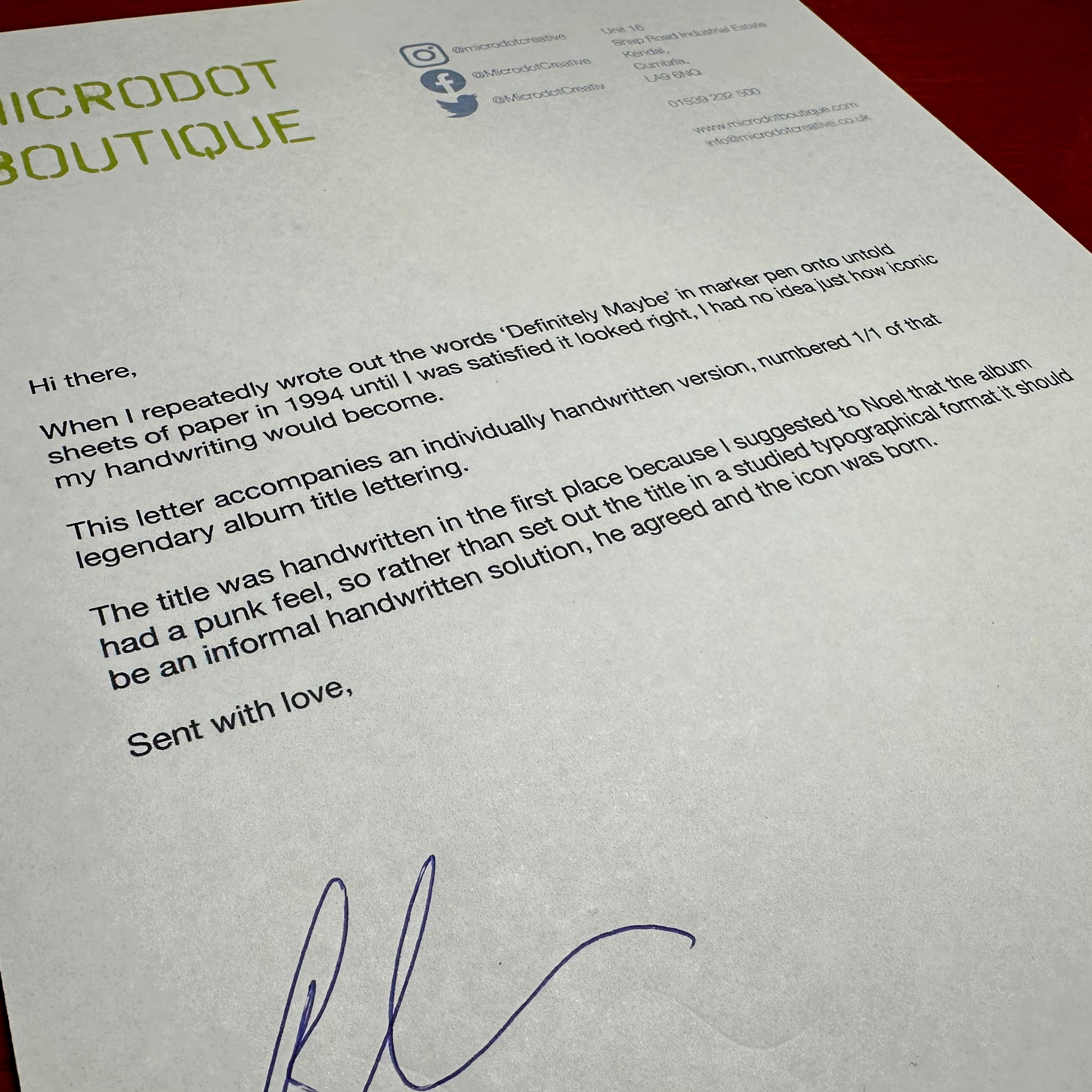 Oasis - Definitely Maybe - Handwritten - New Item – Microdot Boutique