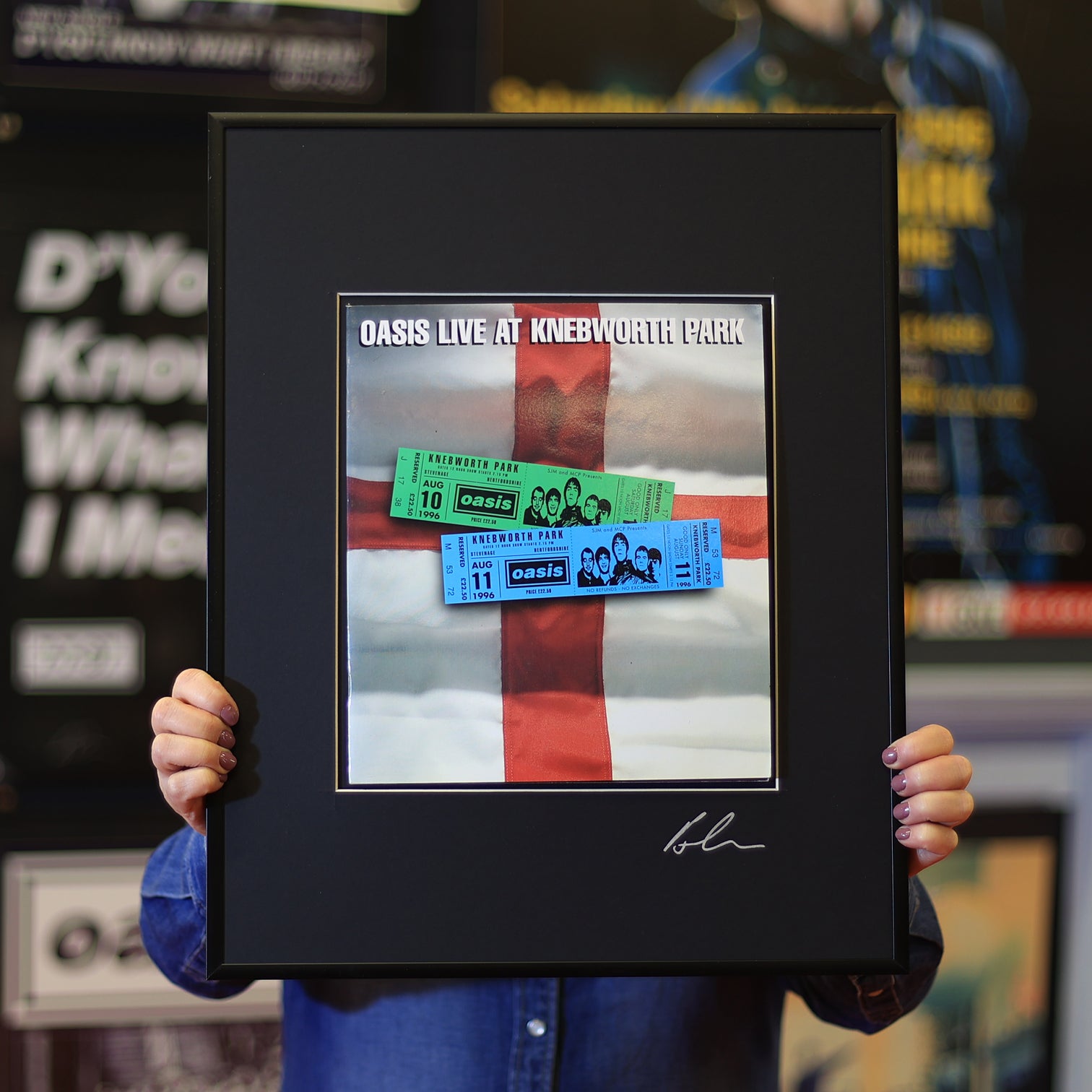 Oasis - Live At Knebworth Framed Signed Programme - New Item