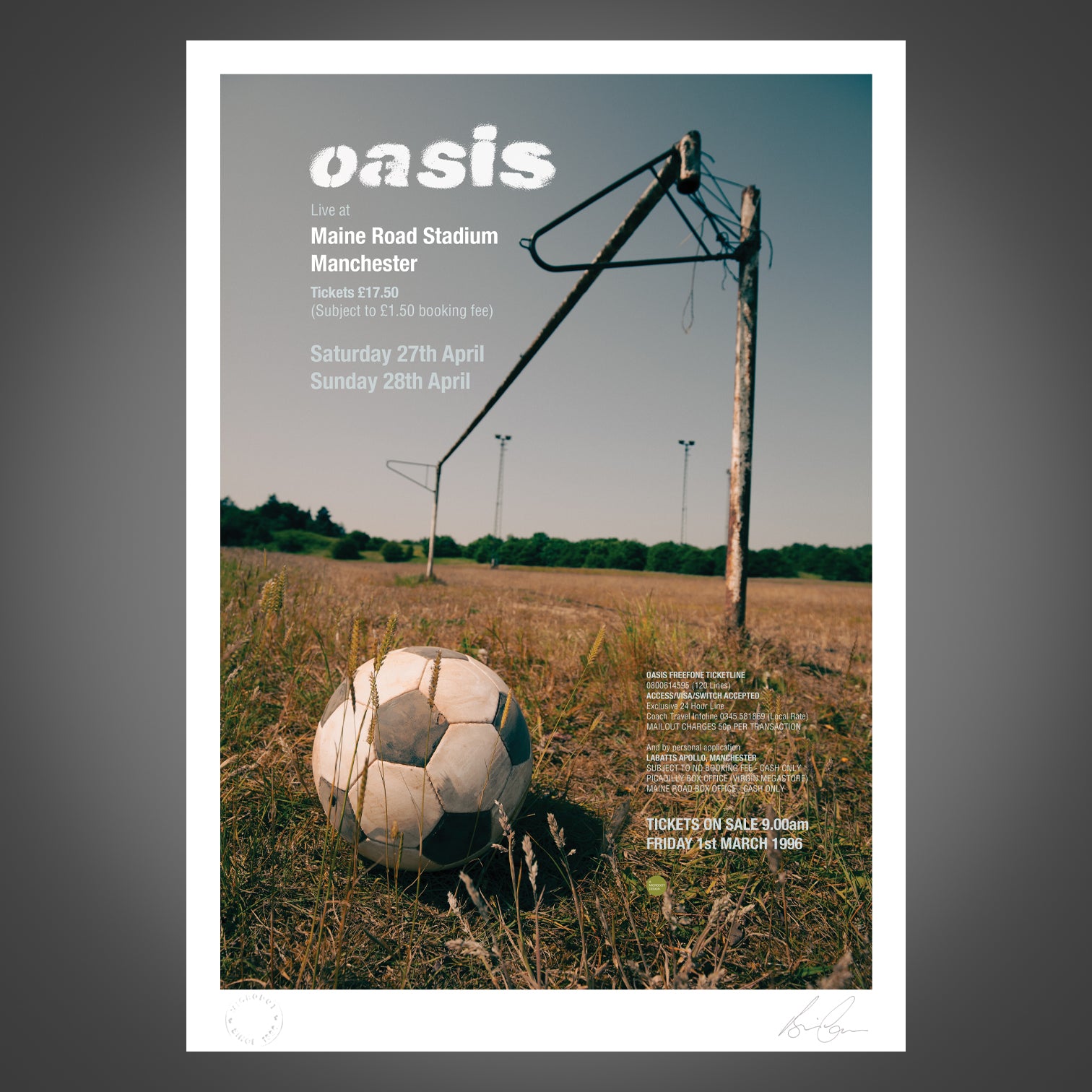 Oasis - Live At Maine Road - Gig Poster - New Item