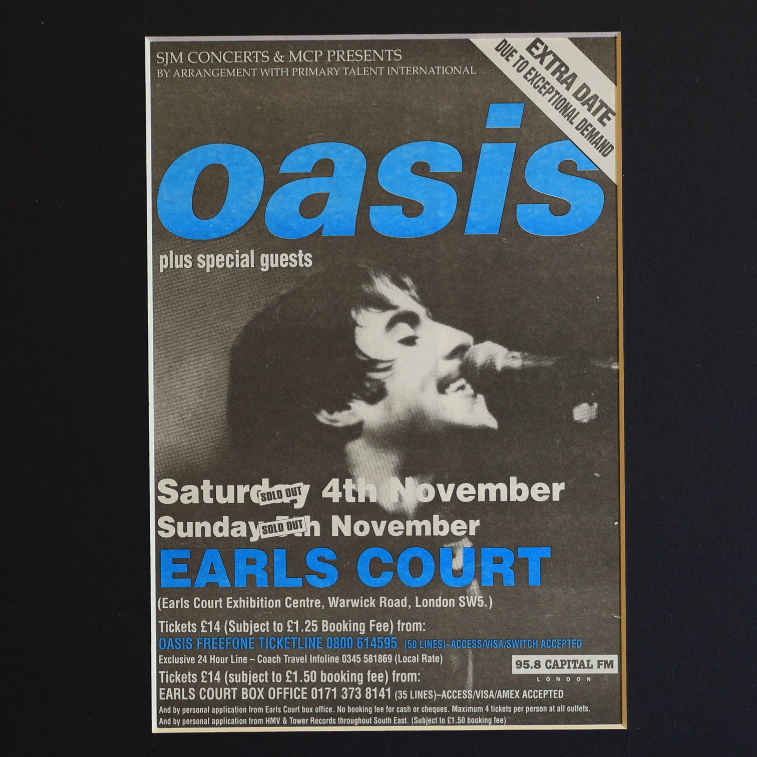 Oasis - Earls Court 1995 original press ad - New Item
