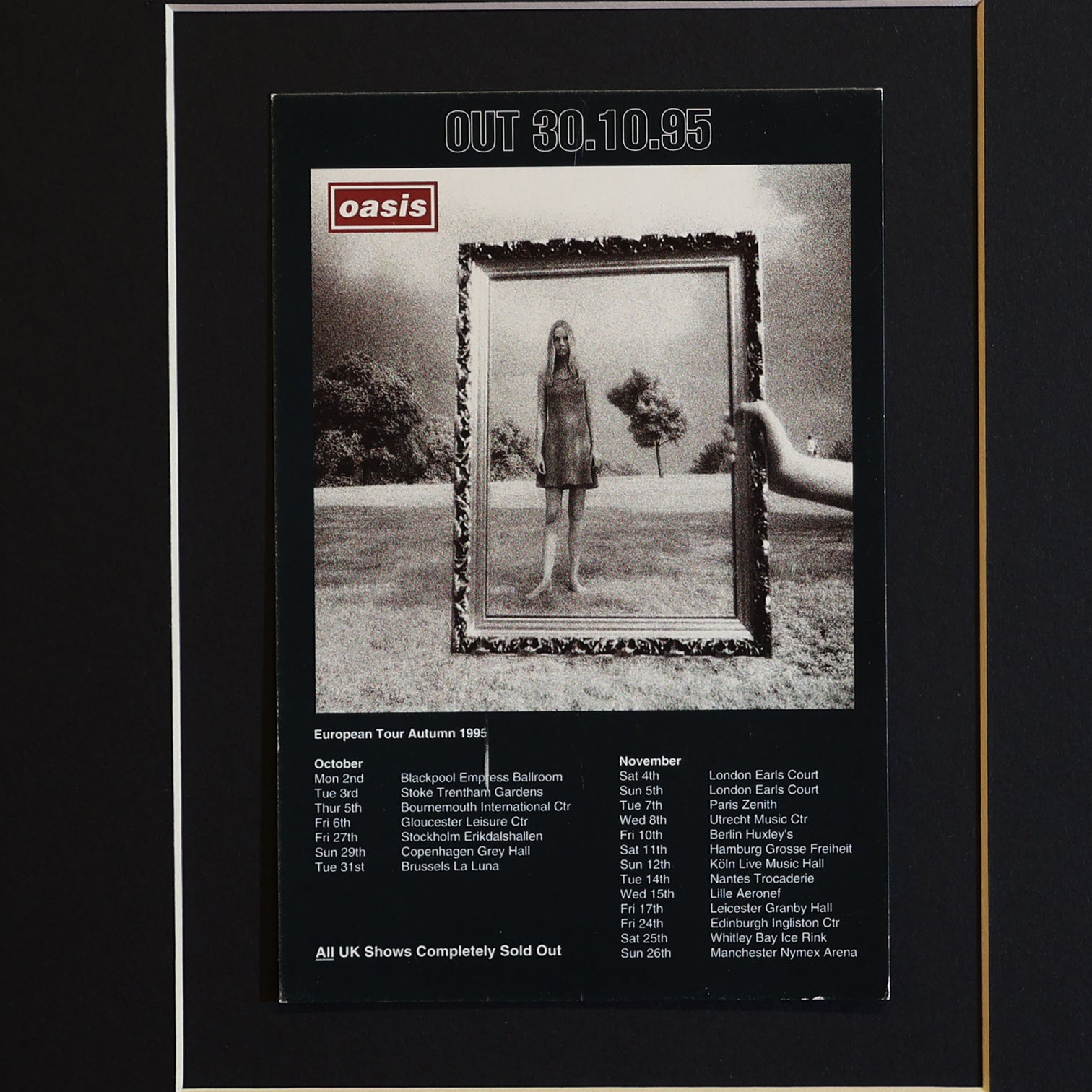 Oasis - Original 1995 Wonderwall Framed Promo Postcard - New Item